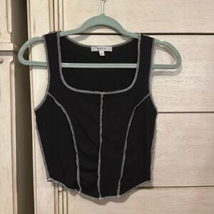 Black allusion corseted tank top